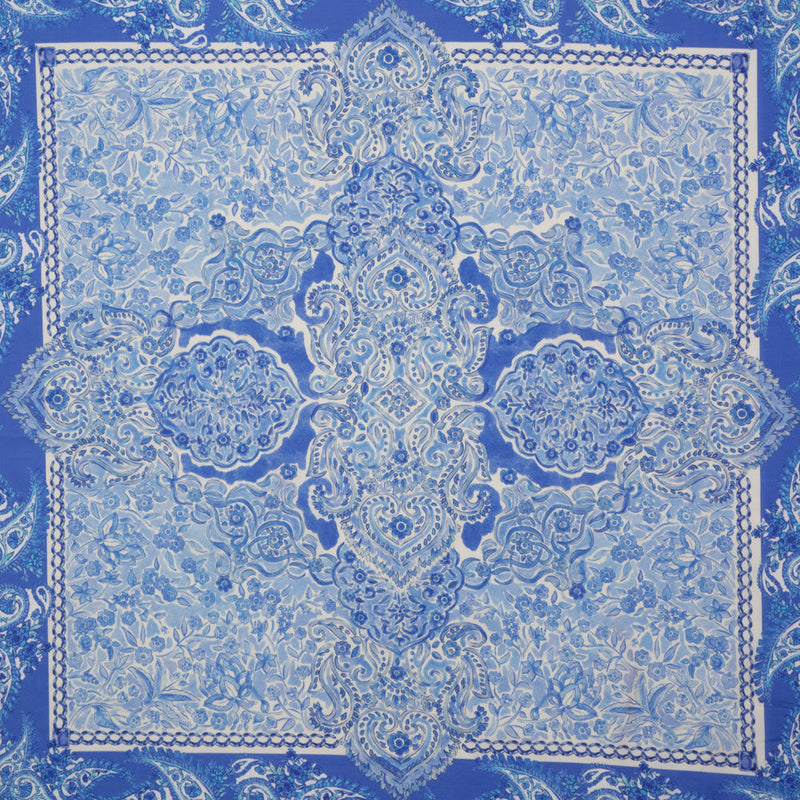 Cotton Voile Panel - Blue Paisley Floral - Sicilian Summer Print - Mood Exclusive Chariot Collection