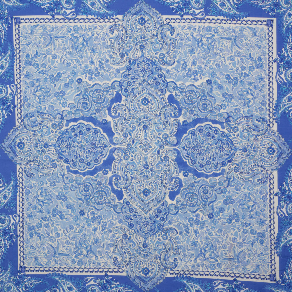 Cotton Voile Panel - Blue Paisley Floral - Sicilian Summer Print - Mood Exclusive Chariot Collection