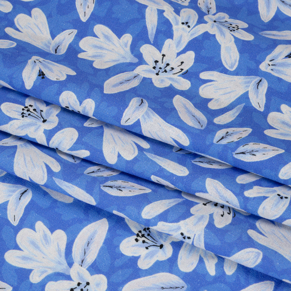 Linen-Rayon Woven - Blue Floral - Daybreak Bloom Print - Mood Exclusive Chariot Collection