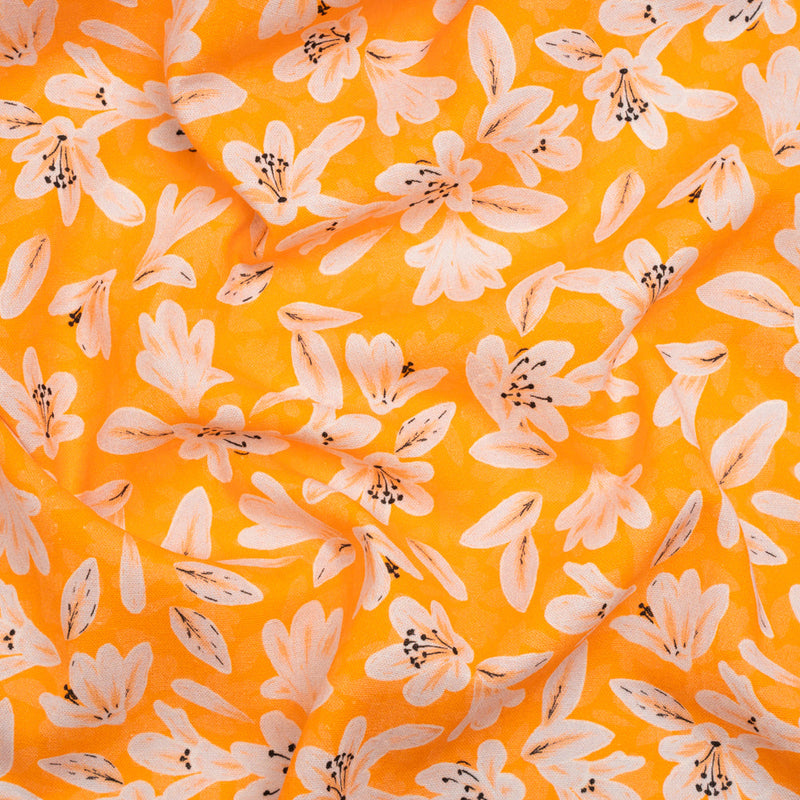 Linen-Rayon Woven - Yellow Floral - Daybreak Bloom Print - Mood Exclusive Chariot Collection