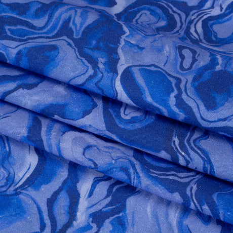 Linen-Rayon Woven - Blue Abstract - Skyscape Print - Mood Exclusive Chariot Collection