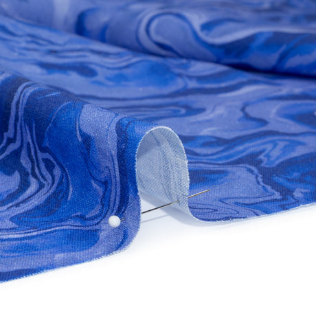 Linen-Rayon Woven - Blue Abstract - Skyscape Print - Mood Exclusive Chariot Collection
