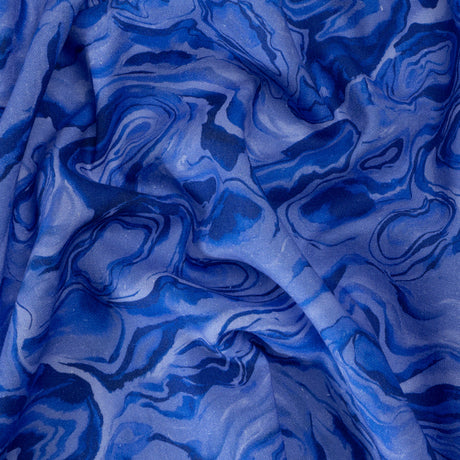 Linen-Rayon Woven - Blue Abstract - Skyscape Print - Mood Exclusive Chariot Collection