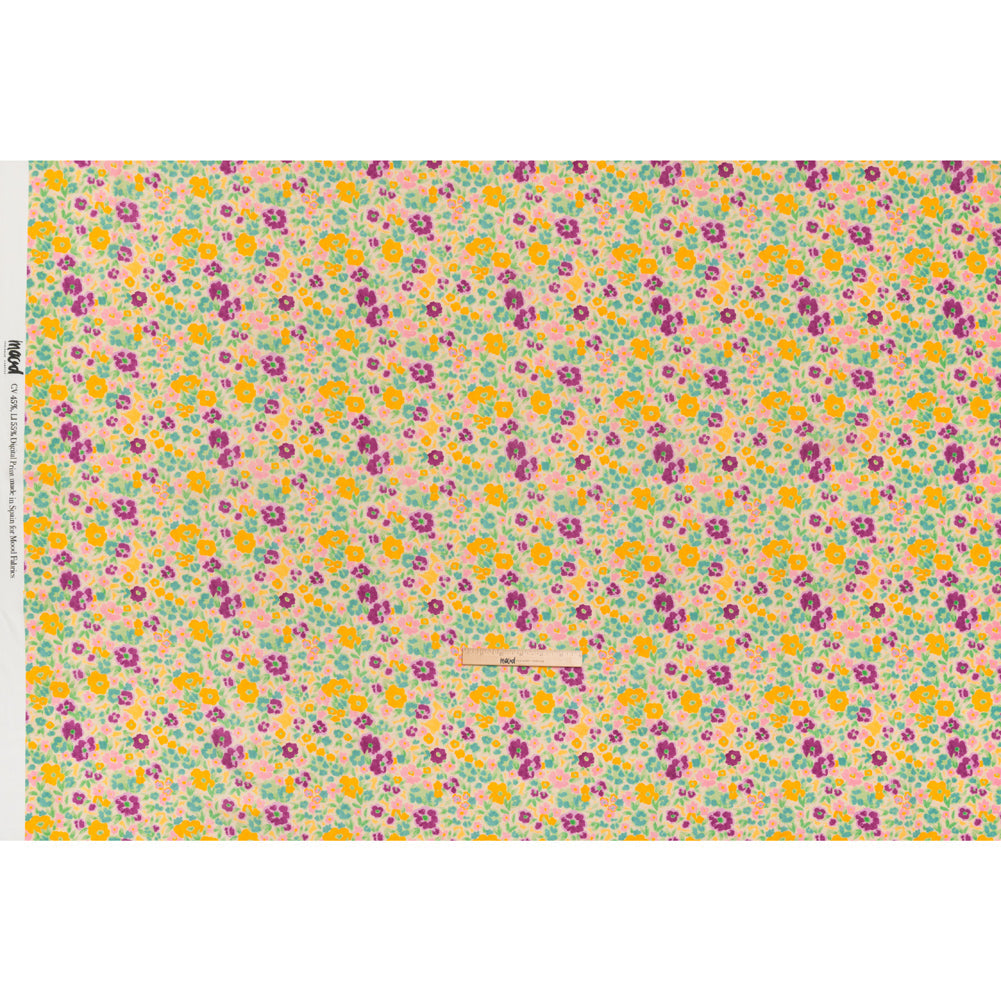 Linen-Rayon Woven - Yellow and Plum Floral - Midsummer Meadow Print - Mood Exclusive Chariot Collection