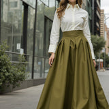 Stretch Cotton Sateen - Olive Green - Mood Exclusive Carlos Collection