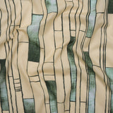 Cotton Voile - Green and Cream Geometric Blocks - Cliffside Climb Print - Mood Exclusive Acadia Collection