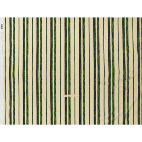 Cotton Voile - Cream and Green Painted Stripes - Verdant Trail Print - Mood Exclusive Acadia Collection