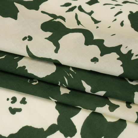 Cotton Voile - Hunter Green and Cream Big Floral - Rorschach Rosettes Print - Mood Exclusive Acadia Collection