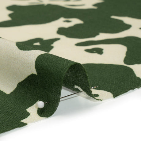 Cotton Voile - Hunter Green and Cream Big Floral - Rorschach Rosettes Print - Mood Exclusive Acadia Collection