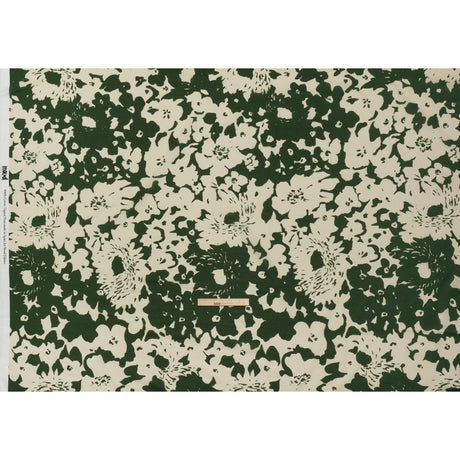 Cotton Voile - Hunter Green and Cream Big Floral - Rorschach Rosettes Print - Mood Exclusive Acadia Collection