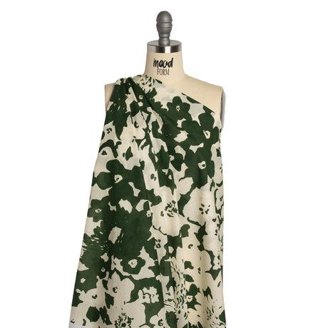 Cotton Voile - Hunter Green and Cream Big Floral - Rorschach Rosettes Print - Mood Exclusive Acadia Collection