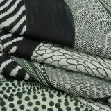 Cotton Voile - Dark Green and White Doodled Patterns - Forest Fantasy Print - Mood Exclusive Acadia Collection