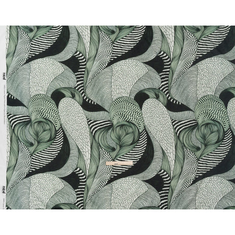 Cotton Voile - Dark Green and White Doodled Patterns - Forest Fantasy Print - Mood Exclusive Acadia Collection
