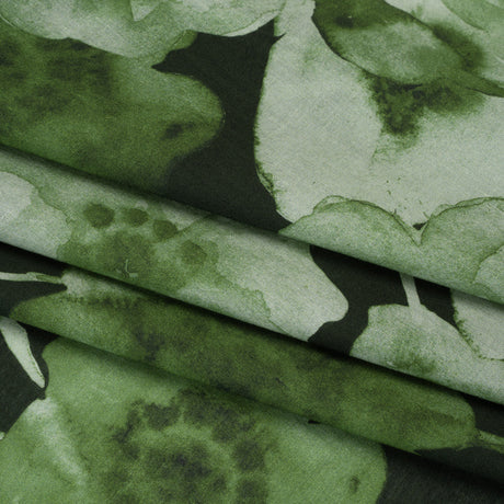 Cotton Voile - Green Painterly Flowers - Coastal Clover Print - Mood Exclusive Acadia Collection