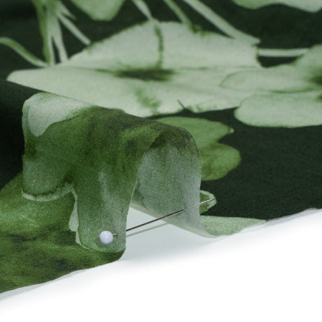 Cotton Voile - Green Painterly Flowers - Coastal Clover Print - Mood Exclusive Acadia Collection