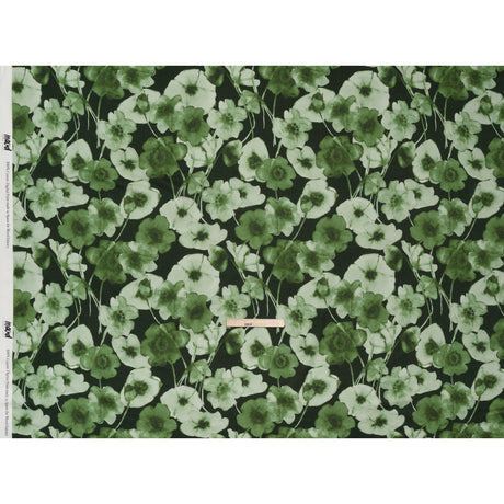Cotton Voile - Green Painterly Flowers - Coastal Clover Print - Mood Exclusive Acadia Collection