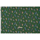 Cotton Voile - Green, Blue and Beige Little Birds - Birdsong Saunter Print - Mood Exclusive Acadia Collection