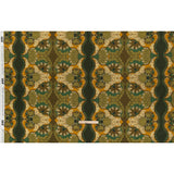 Cotton Voile - Olive Green, Teal and Mango Orange Wavy Floral Stripes - Nymph’s Harvest Print - Mood Exclusive Acadia Collection