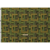 Cotton Voile - Olive and Hunter Green Geometric Lines - Hedge Maze Print - Mood Exclusive Acadia Collection