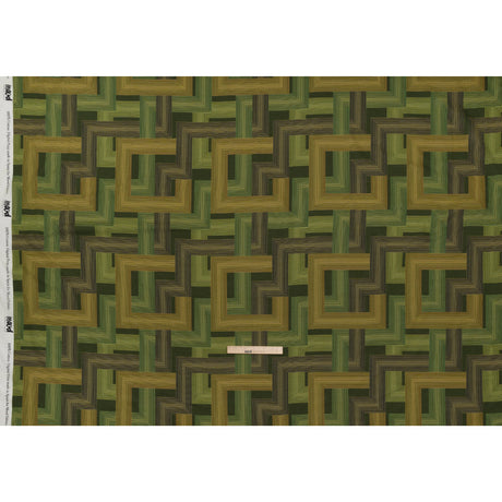 Cotton Voile - Olive and Hunter Green Geometric Lines - Hedge Maze Print - Mood Exclusive Acadia Collection