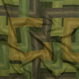 Cotton Voile - Olive and Hunter Green Geometric Lines - Hedge Maze Print - Mood Exclusive Acadia Collection