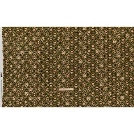 Cotton Voile - Olive, Hunter Green, and Beige Floral Ogees - Woodland Blooms Print - Mood Exclusive Acadia Collection