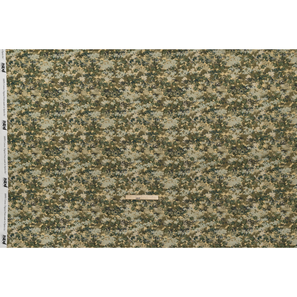 Cotton Voile - Olive, Green and Beige Abstract Dots - Forest Lookout Print - Mood Exclusive Acadia Collection
