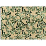 Linen and Rayon Woven - Green and Cream Butterflies - Monarch Mountain Print - Mood Exclusive Acadia Collection