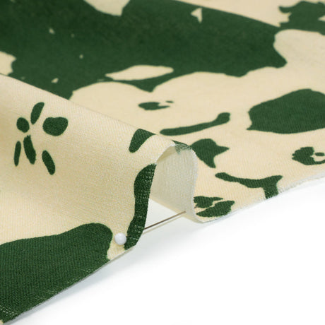 Linen and Rayon Woven - Hunter Green and Cream Big Floral - Rorschach Rosettes Print - Mood Exclusive Acadia Collection