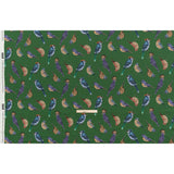 Linen and Rayon Woven - Green, Blue and Beige Little Birds - Birdsong Saunter Print - Mood Exclusive Acadia Collection