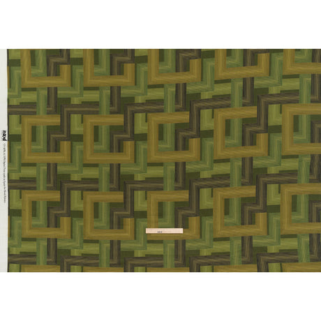 Linen and Rayon Woven - Olive and Hunter Green Geometric Lines - Hedge Maze Print - Mood Exclusive Acadia Collection