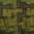 Linen and Rayon Woven - Olive and Hunter Green Geometric Lines - Hedge Maze Print - Mood Exclusive Acadia Collection