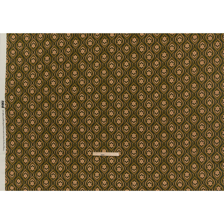 Linen and Rayon Woven - Olive, Hunter Green, and Beige Floral Ogees - Woodland Blooms Print - Mood Exclusive Acadia Collection