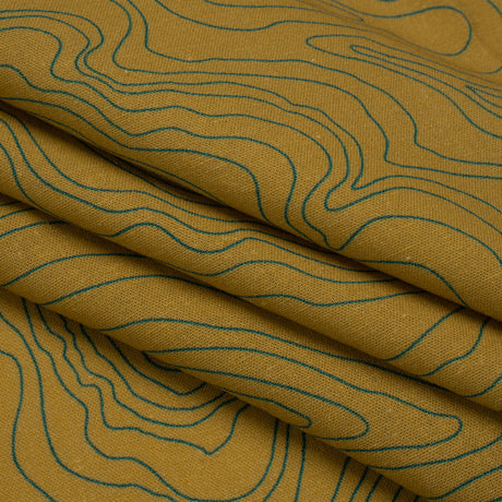 Linen and Rayon Woven - Olive and Hunter Green Abstract Lines - Topographic Map Print - Mood Exclusive Acadia Collection