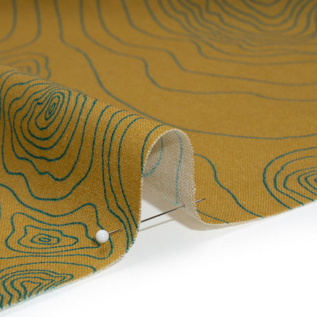 Linen and Rayon Woven - Olive and Hunter Green Abstract Lines - Topographic Map Print - Mood Exclusive Acadia Collection