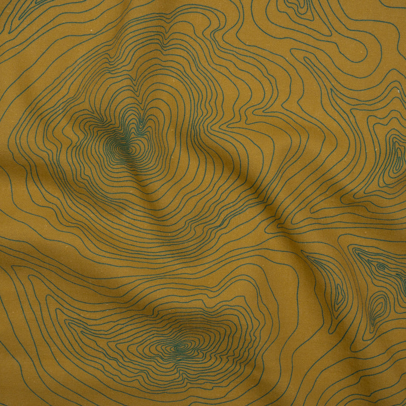 Linen and Rayon Woven - Olive and Hunter Green Abstract Lines - Topographic Map Print - Mood Exclusive Acadia Collection