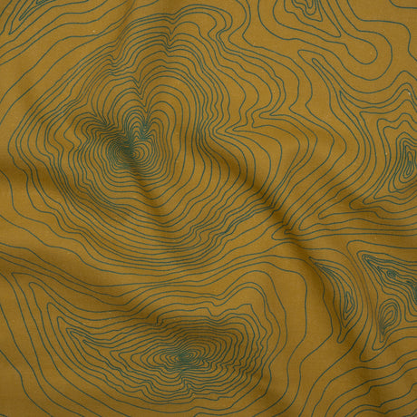 Linen and Rayon Woven - Olive and Hunter Green Abstract Lines - Topographic Map Print - Mood Exclusive Acadia Collection