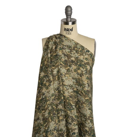 Linen and Rayon Woven - Olive, Green and Beige Abstract Dots - Forest Lookout Print - Mood Exclusive Acadia Collection