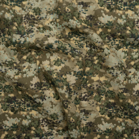 Linen and Rayon Woven - Olive, Green and Beige Abstract Dots - Forest Lookout Print - Mood Exclusive Acadia Collection