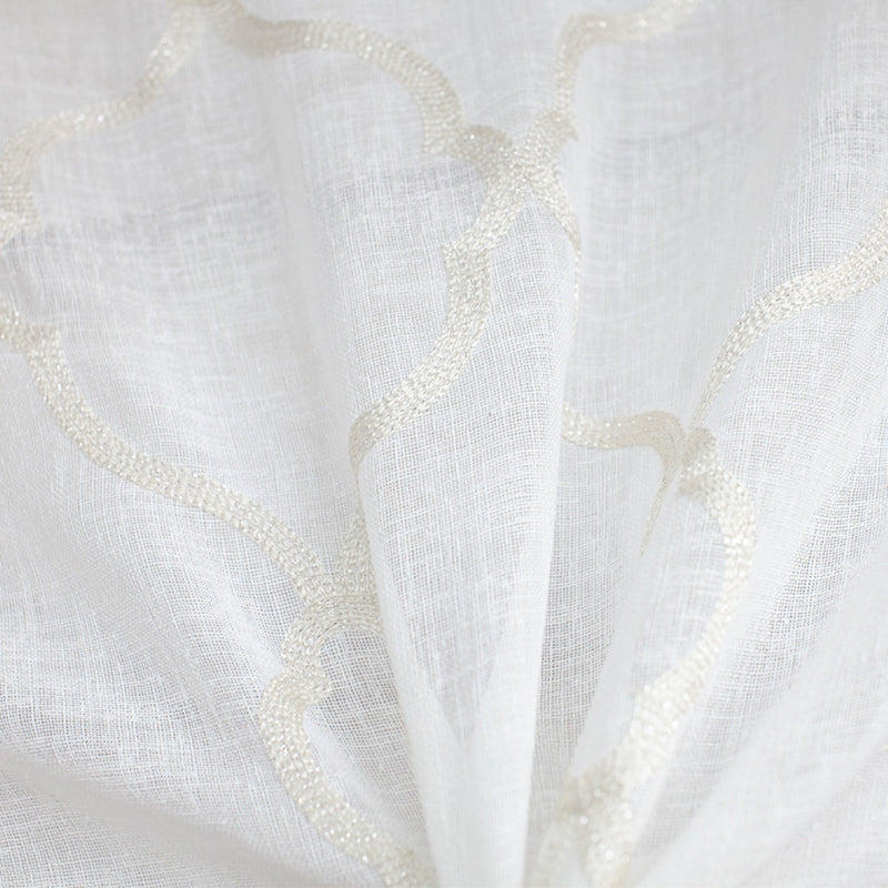 Merano Fabric Embroidered Metallic Sheer Fabric - Silver/Metallic, White/Metallic, Gray/Metallic, 59" Width (1 Yard)