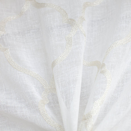 Merano Fabric Embroidered Metallic Sheer Fabric - Silver/Metallic, White/Metallic, Gray/Metallic, 59" Width (1 Yard)