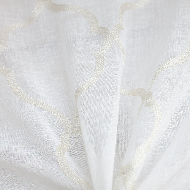 Merano Fabric Embroidered Metallic Sheer Fabric - Silver/Metallic, White/Metallic, Gray/Metallic, 59" Width (1 Yard)