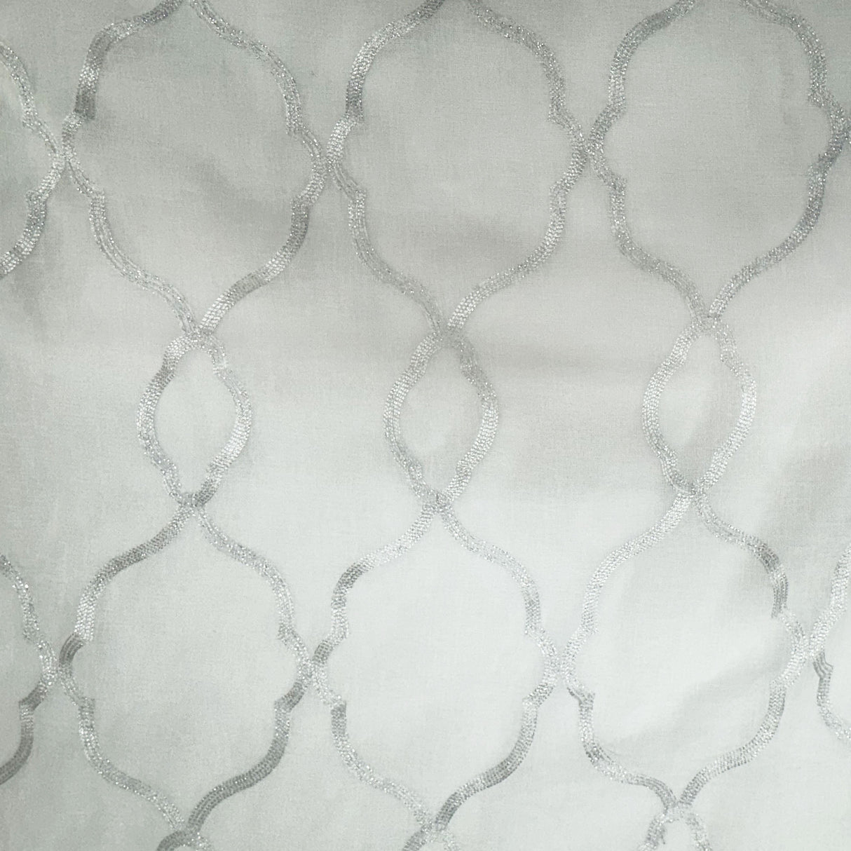 Merano Fabric Embroidered Metallic Sheer Fabric - Silver/Metallic, White/Metallic, Gray/Metallic, 59" Width (1 Yard)