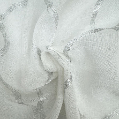 Merano Fabric Embroidered Metallic Sheer Fabric - Silver/Metallic, White/Metallic, Gray/Metallic, 59" Width (1 Yard)