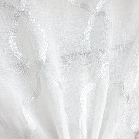 Merano Fabric Embroidered Metallic Sheer Fabric - Silver/Metallic, White/Metallic, Gray/Metallic, 59" Width (1 Yard)