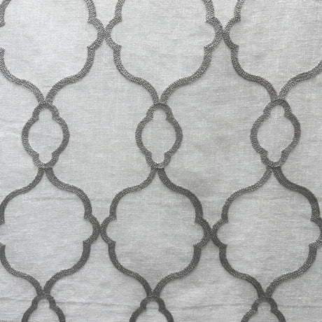 Merano Fabric Embroidered Metallic Sheer Fabric - Silver/Metallic, White/Metallic, Gray/Metallic, 59" Width (1 Yard)