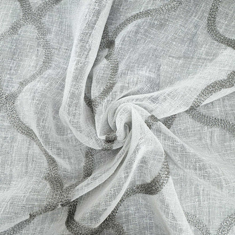 Merano Fabric Embroidered Metallic Sheer Fabric - Silver/Metallic, White/Metallic, Gray/Metallic, 59" Width (1 Yard)