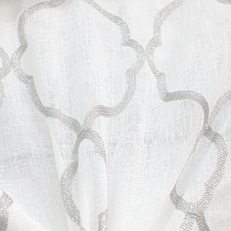 Merano Fabric Embroidered Metallic Sheer Fabric - Silver/Metallic, White/Metallic, Gray/Metallic, 59" Width (1 Yard)