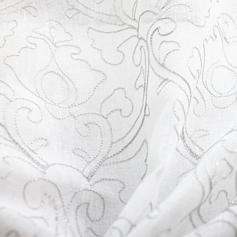 Mercury Metallic Damask Sheer Polyester Fabric - Silver/Metallic, 58" Width (1 Yard)