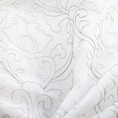 Mercury Metallic Damask Sheer Polyester Fabric - Silver/Metallic, 58" Width (1 Yard)